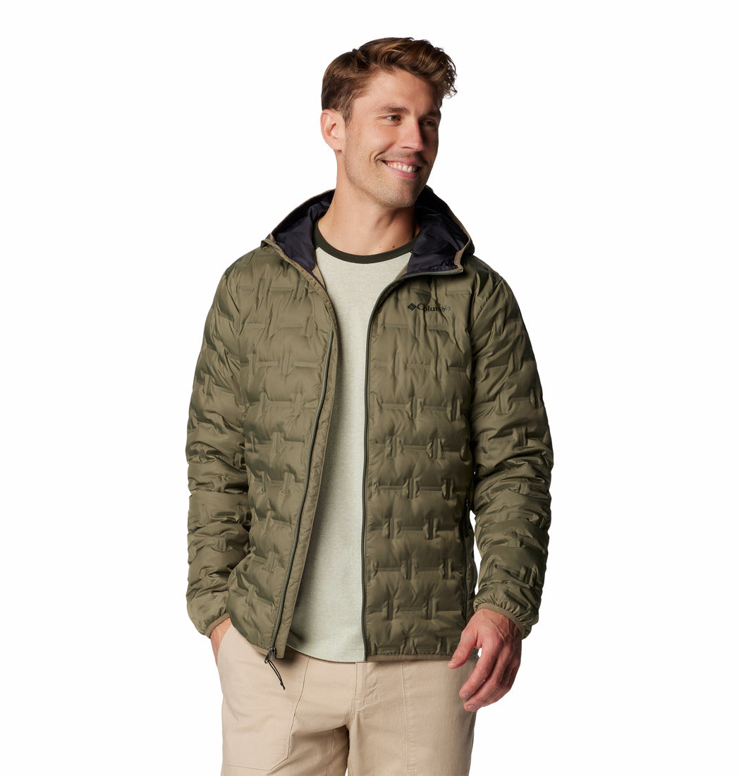 Columbia Men Green Omni-Heat Reflective Delta Ridge II Hooded Down Jacket (Plus Size)