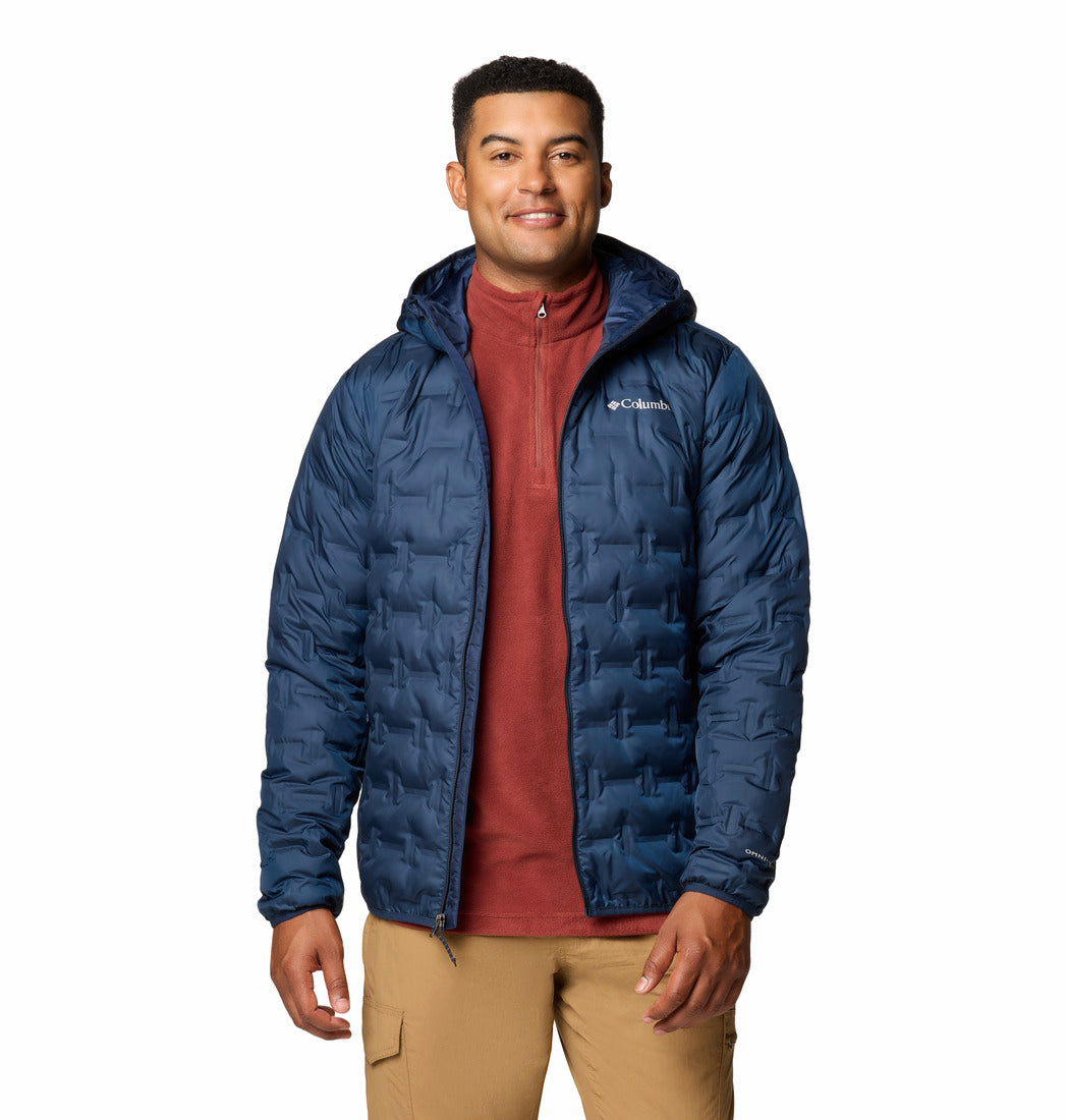 Columbia Men Navy Blue Omni-Heat Reflective Delta Ridge II Hooded Down Jacket (Plus Size)