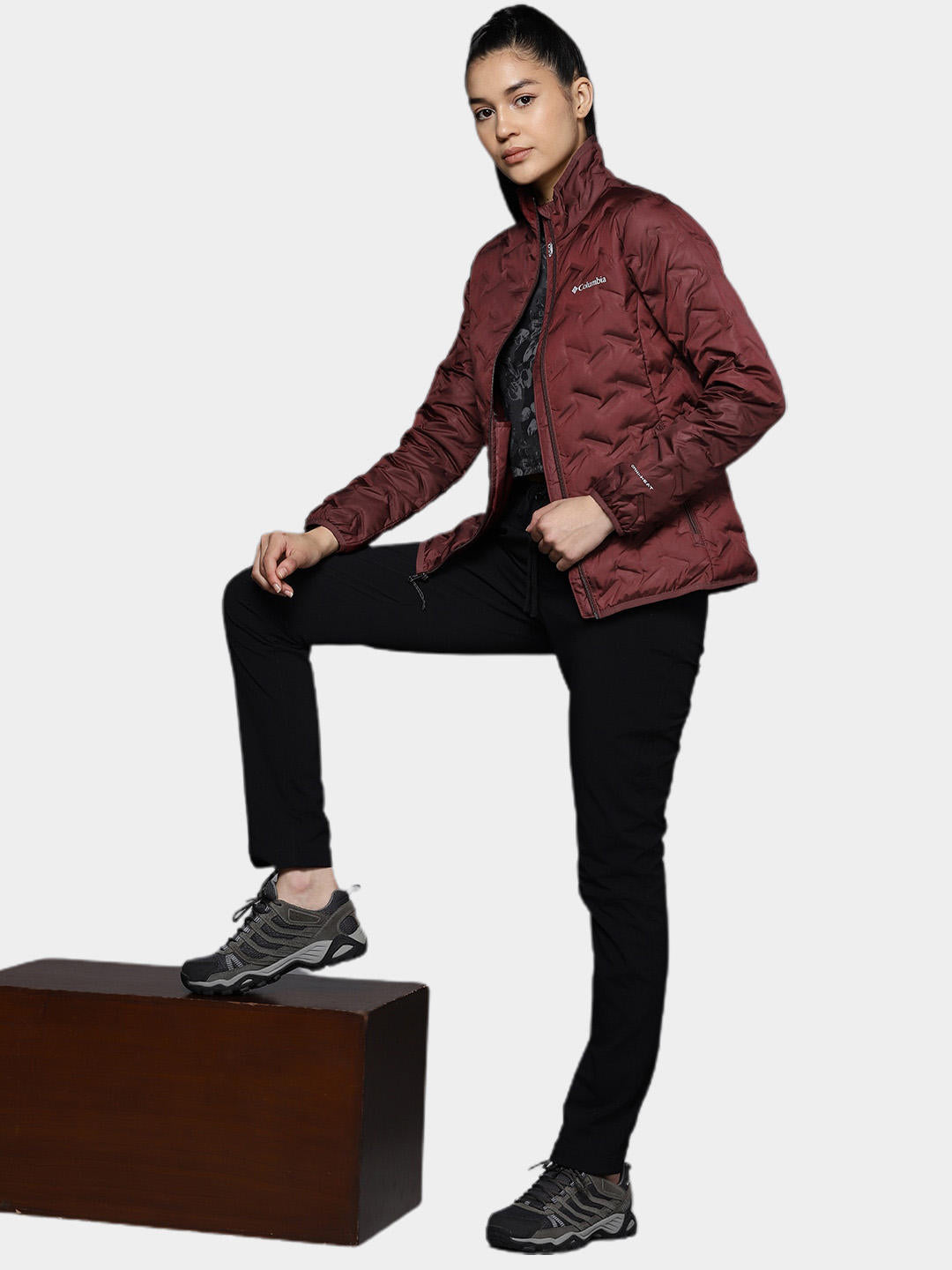 Columbia Women Maroon Delta Ridge Down Jacket