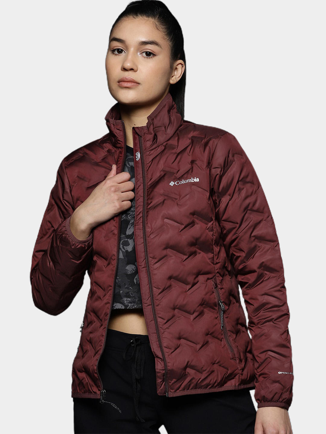 Columbia Women Maroon Delta Ridge Down Jacket