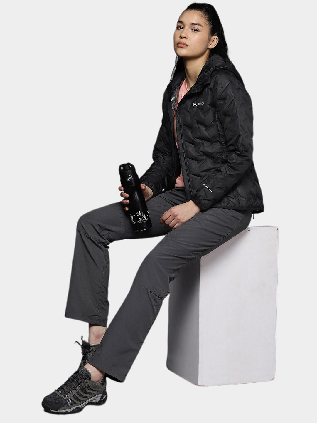 Columbia Women Black Delta Ridge Down Hooded Jacket