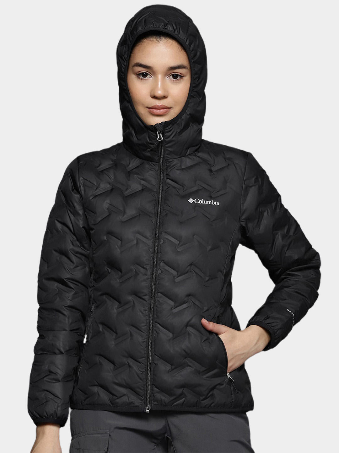 Columbia Women Black Delta Ridge Down Hooded Jacket