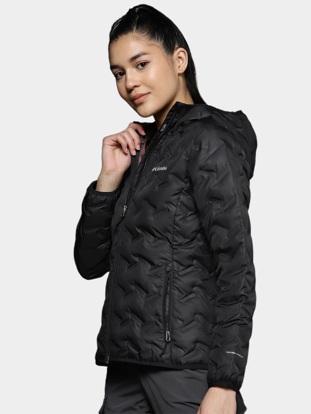 Columbia Women Black Delta Ridge Down Hooded Jacket