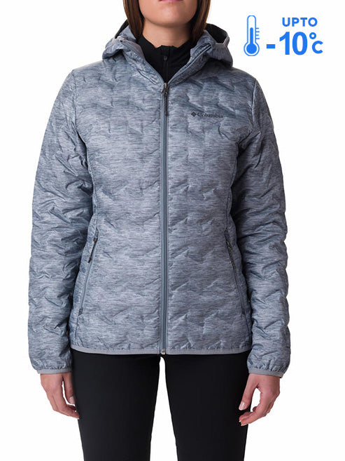 Columbia Women Grey Omni-Heat Reflective Delta Ridge Hooded Down Jacket