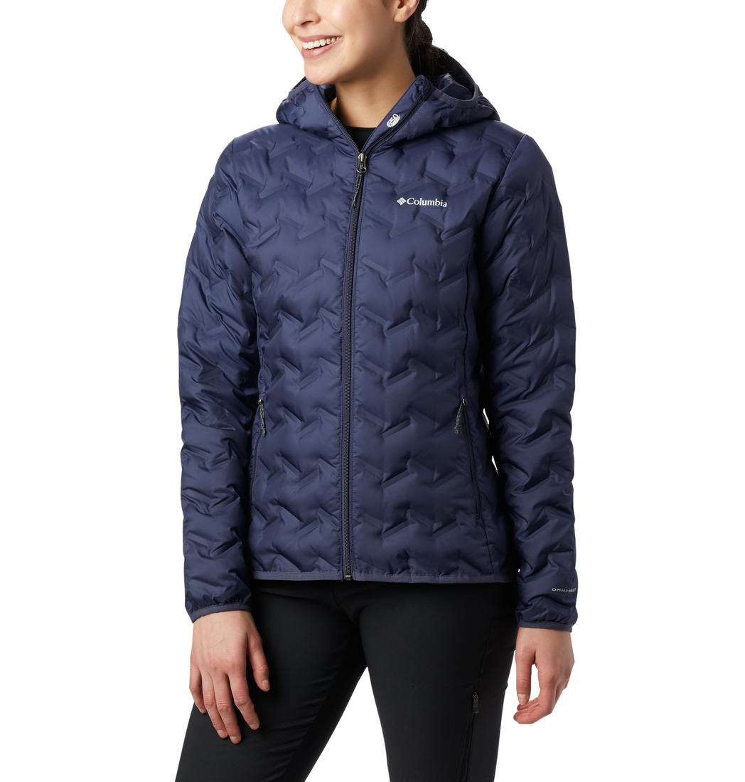 Columbia Women Navy Blue Delta Ridge Down Hooded Jacket