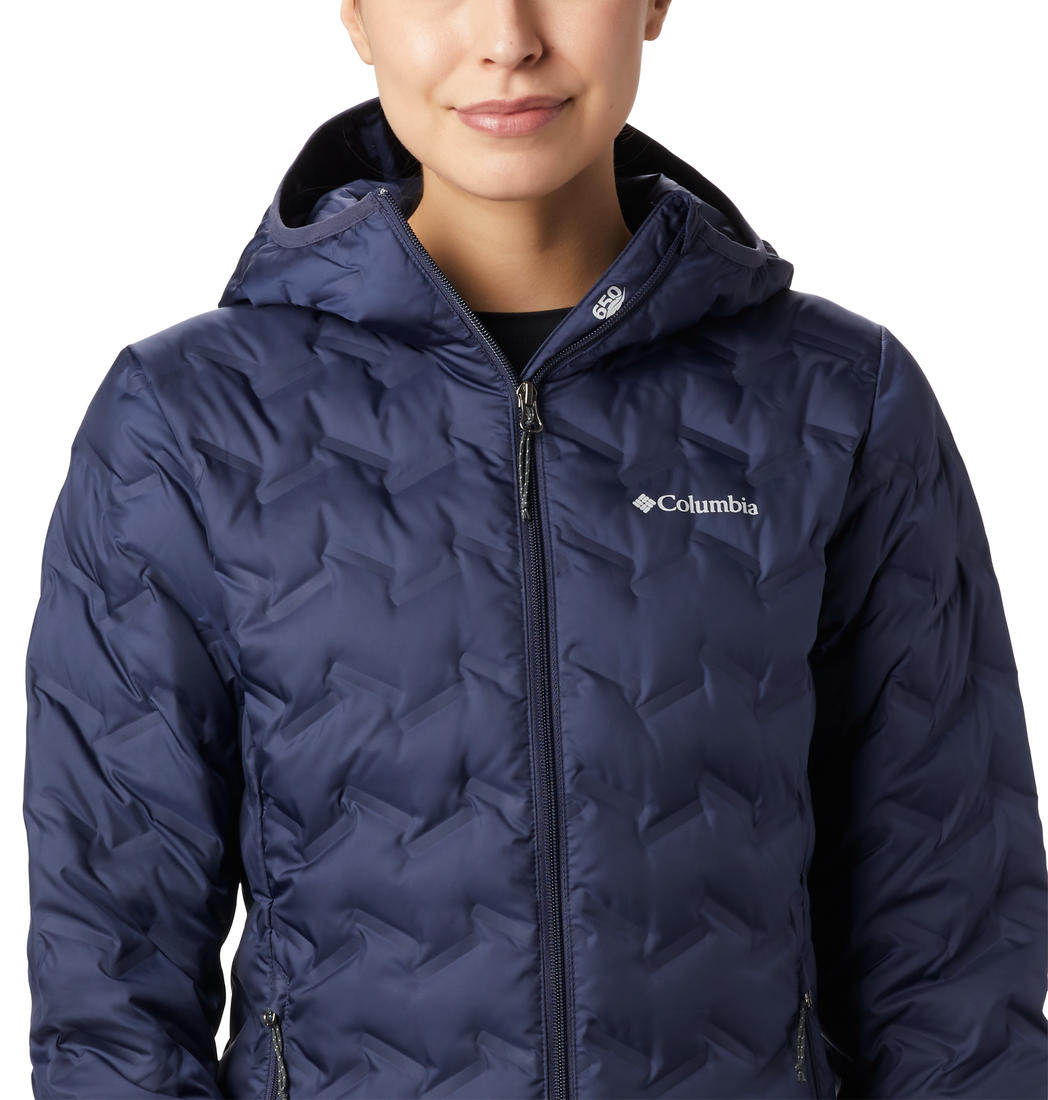 Columbia Women Navy Blue Delta Ridge Down Hooded Jacket