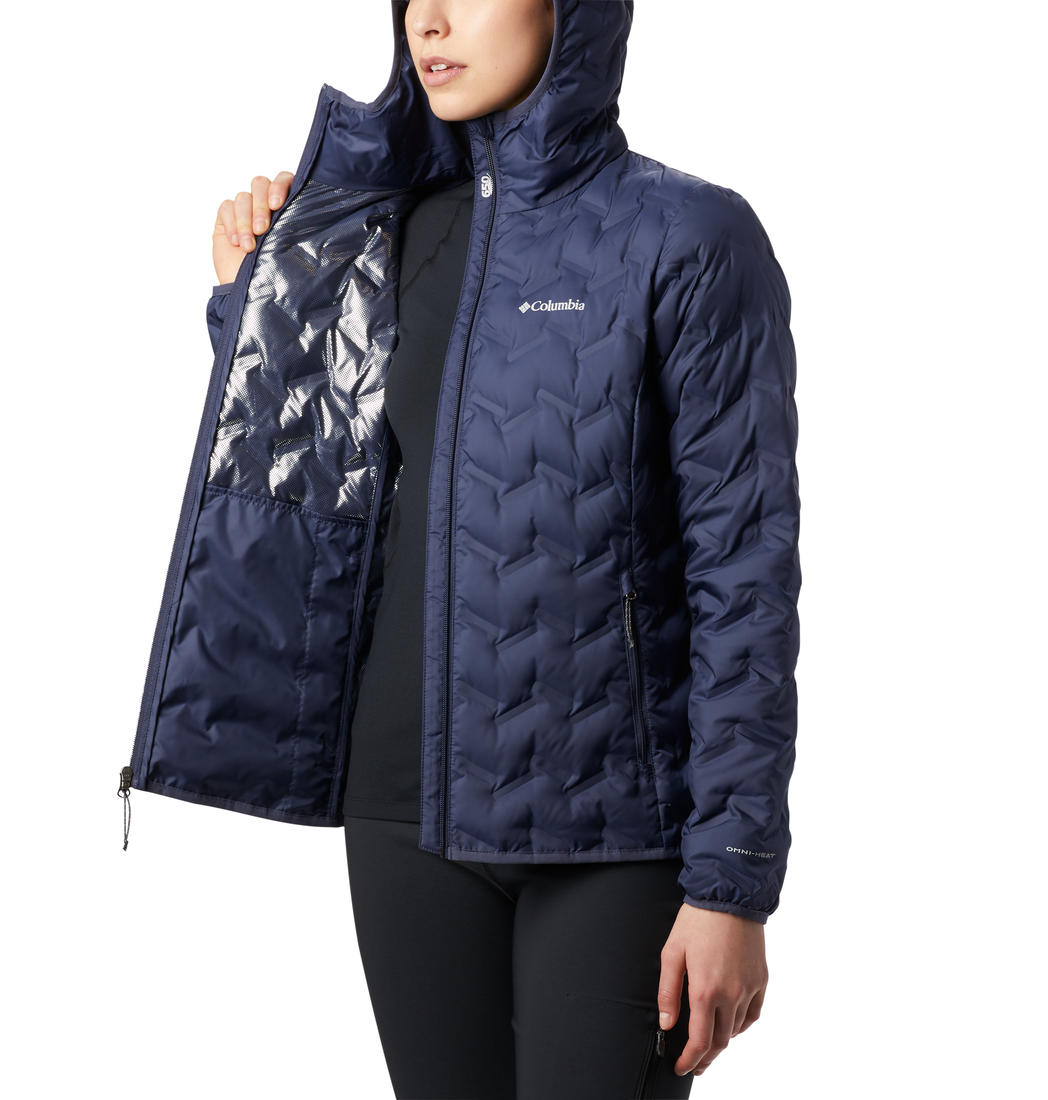 Columbia Women Navy Blue Delta Ridge Down Hooded Jacket
