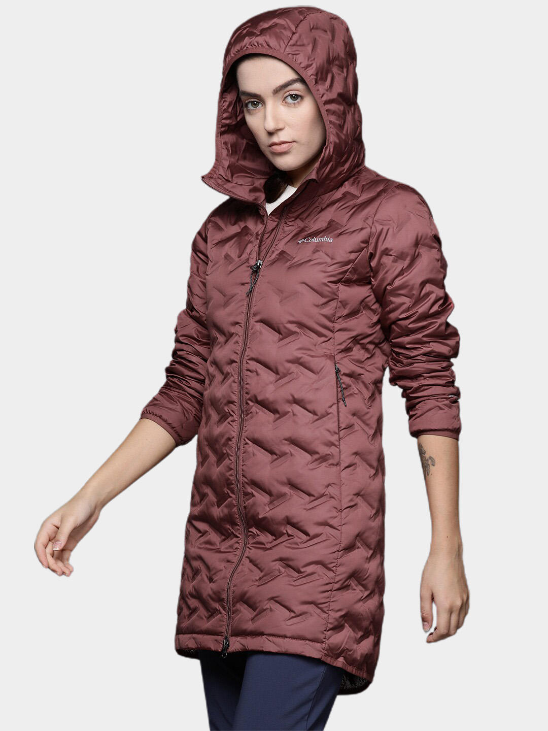 Columbia Women Red Delta Ridge Long Down Jacket