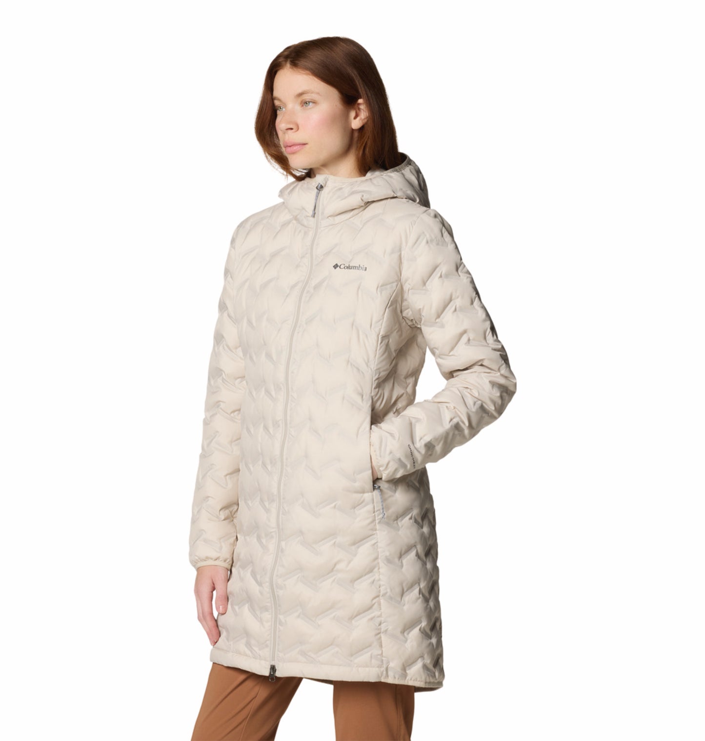 Columbia Women Beige Omni-Heat Reflective Delta Ridge II Hooded Down Jacket