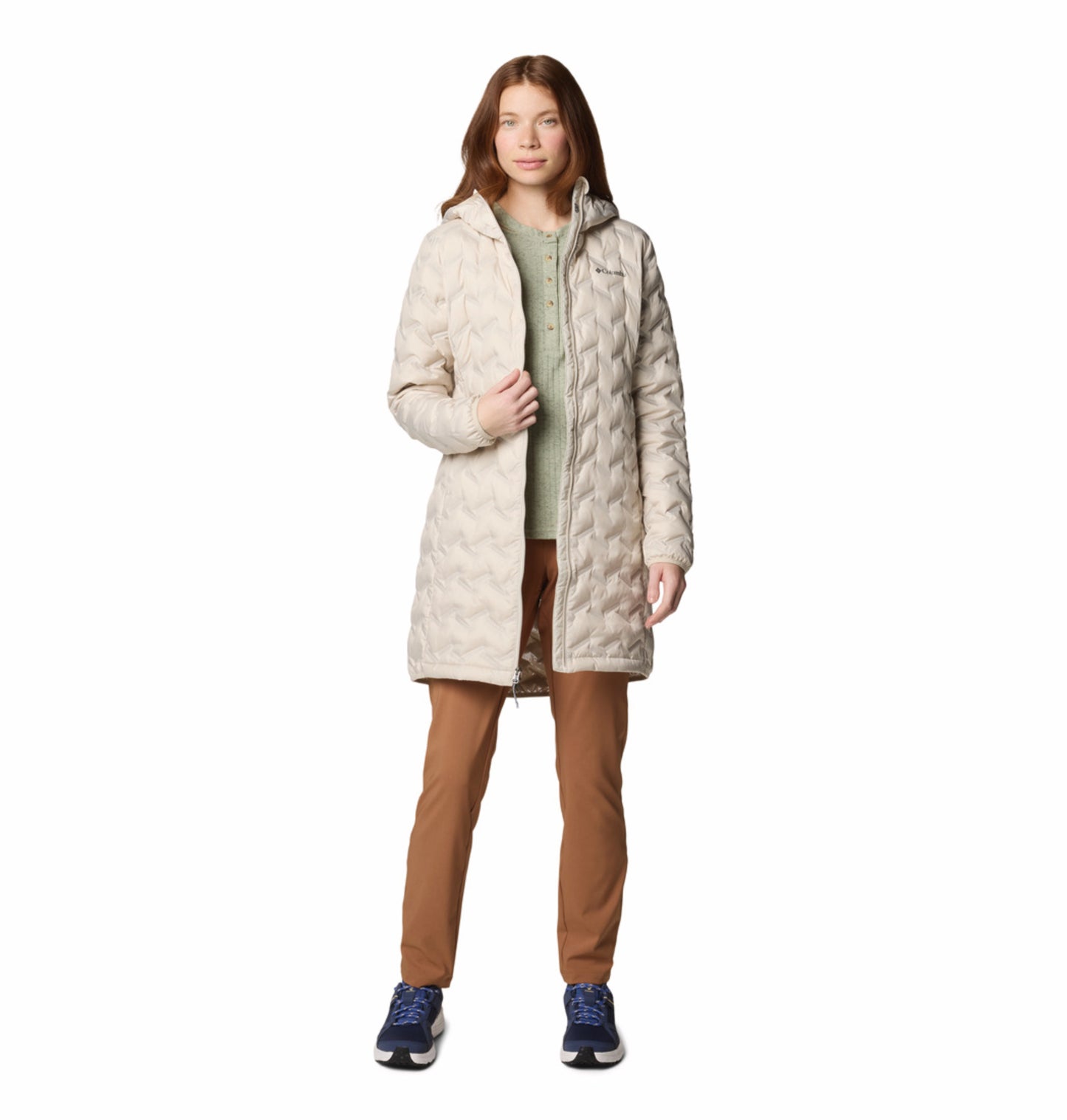 Columbia Women Beige Omni-Heat Reflective Delta Ridge II Hooded Down Jacket