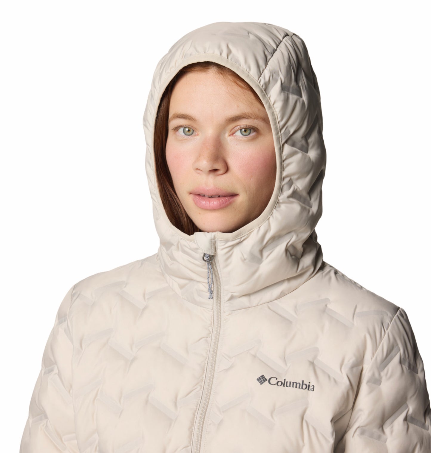 Columbia Women Beige Omni-Heat Reflective Delta Ridge II Hooded Down Jacket
