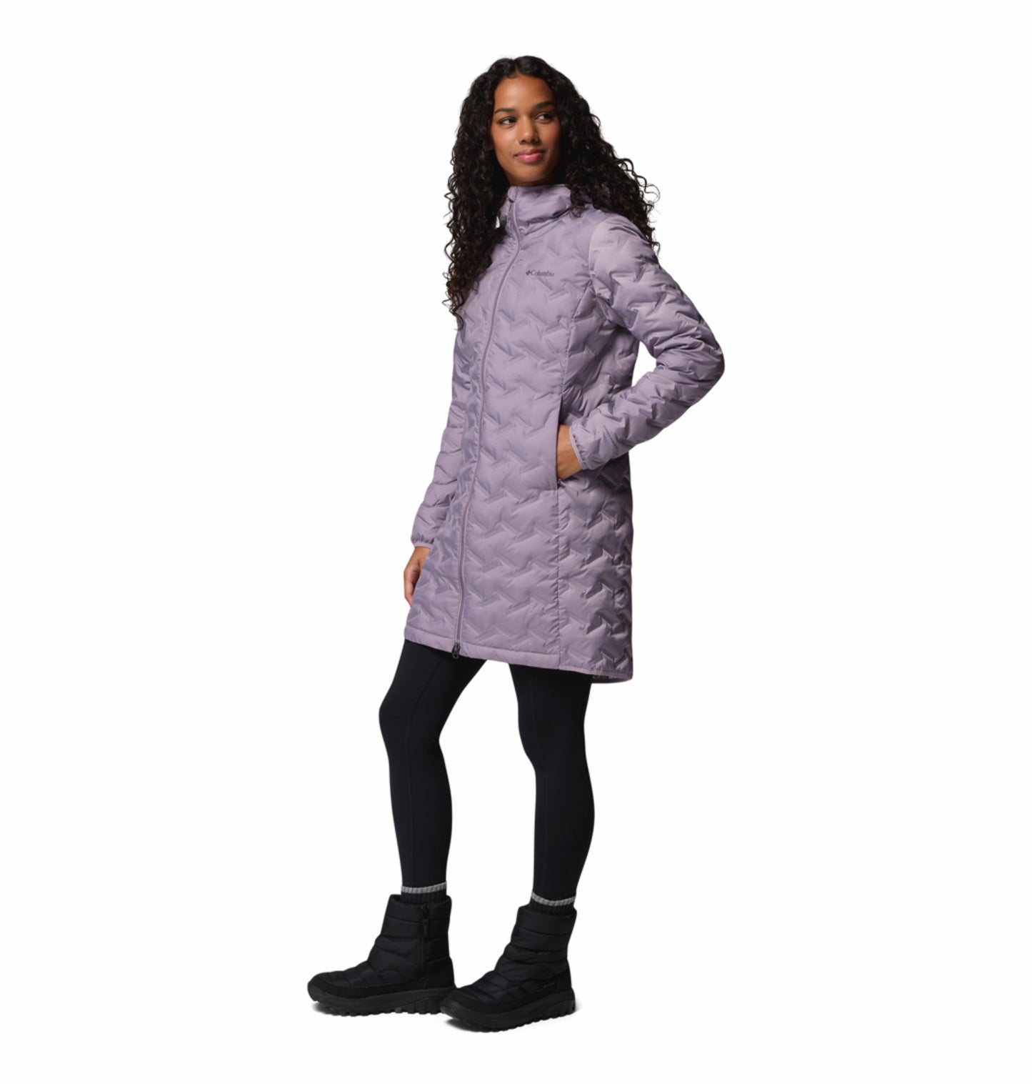 Columbia Women Purple Omni-Heat Reflective Delta Ridge II Long Hooded Down Jacket