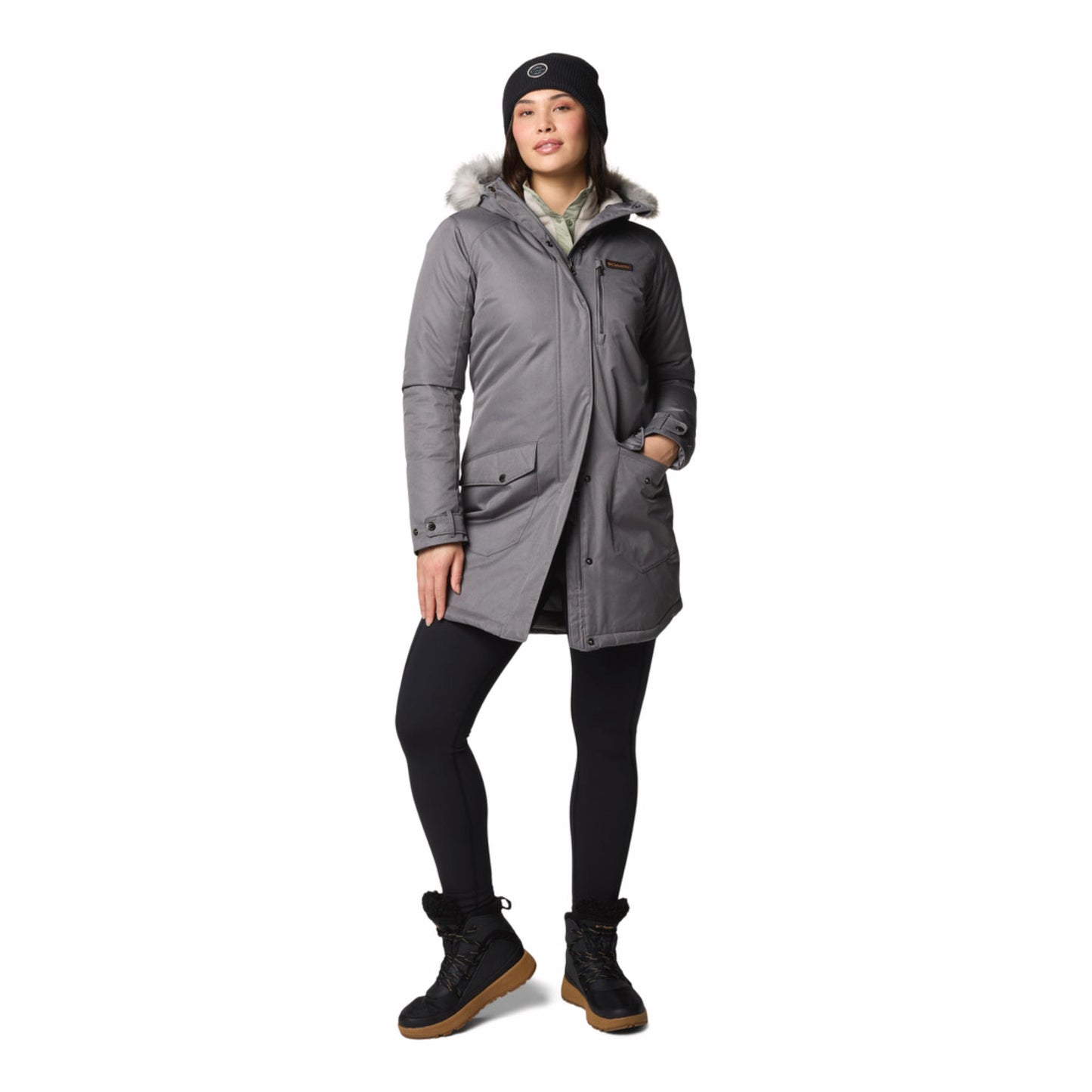 Columbia Women Grey Suttle Mountain Long Insulated Jacket