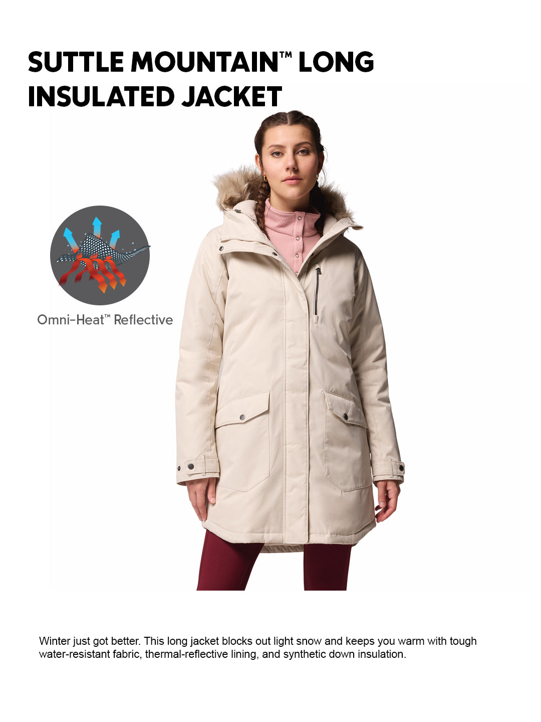 Columbia Women Beige OmniHeat Reflective Suttle Mountain Insulated Jacket