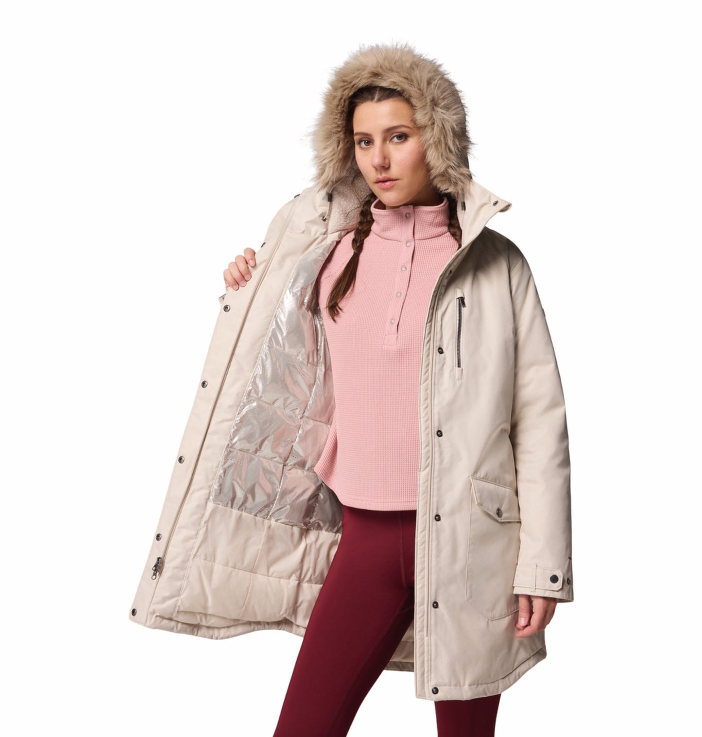 Columbia Women Beige OmniHeat Reflective Suttle Mountain Insulated Jacket