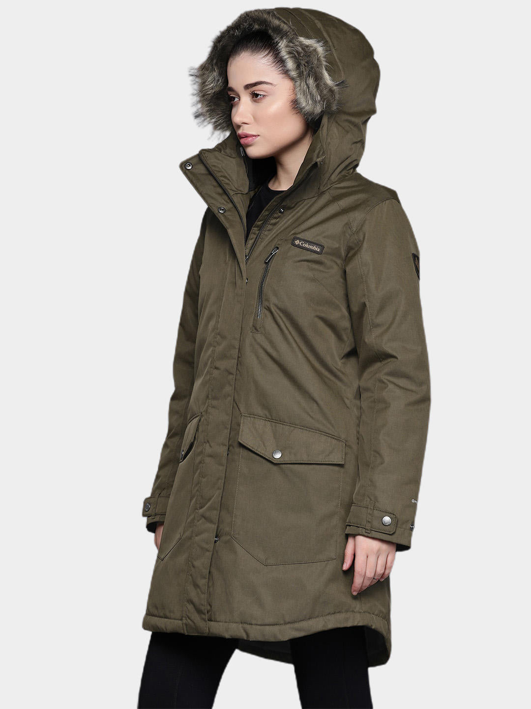 Columbia Women Olive Suttle Mountain Long Insulated Jacket
