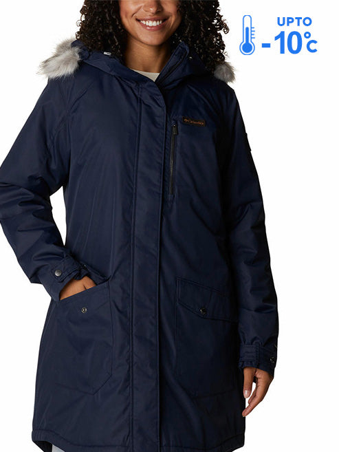 Columbia Women Navy Blue Suttle Mountain Long Insulated Jacket