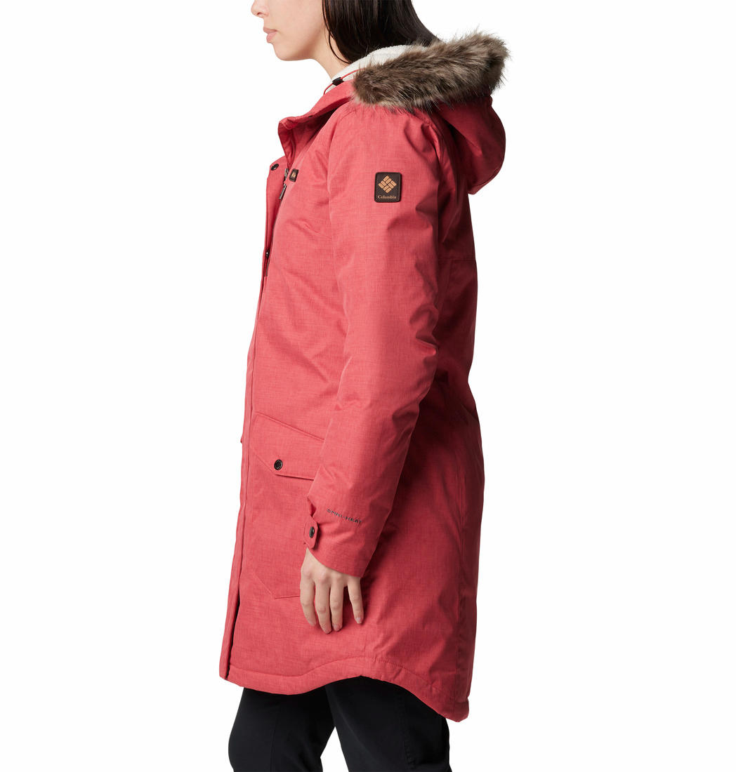 Columbia Womens Red Suttle Mountain Long Insulated Jacket