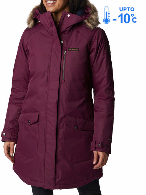 Columbia Women Purple Omni-Heat Reflective Suttle Mountain Long Hooded Down Jacket