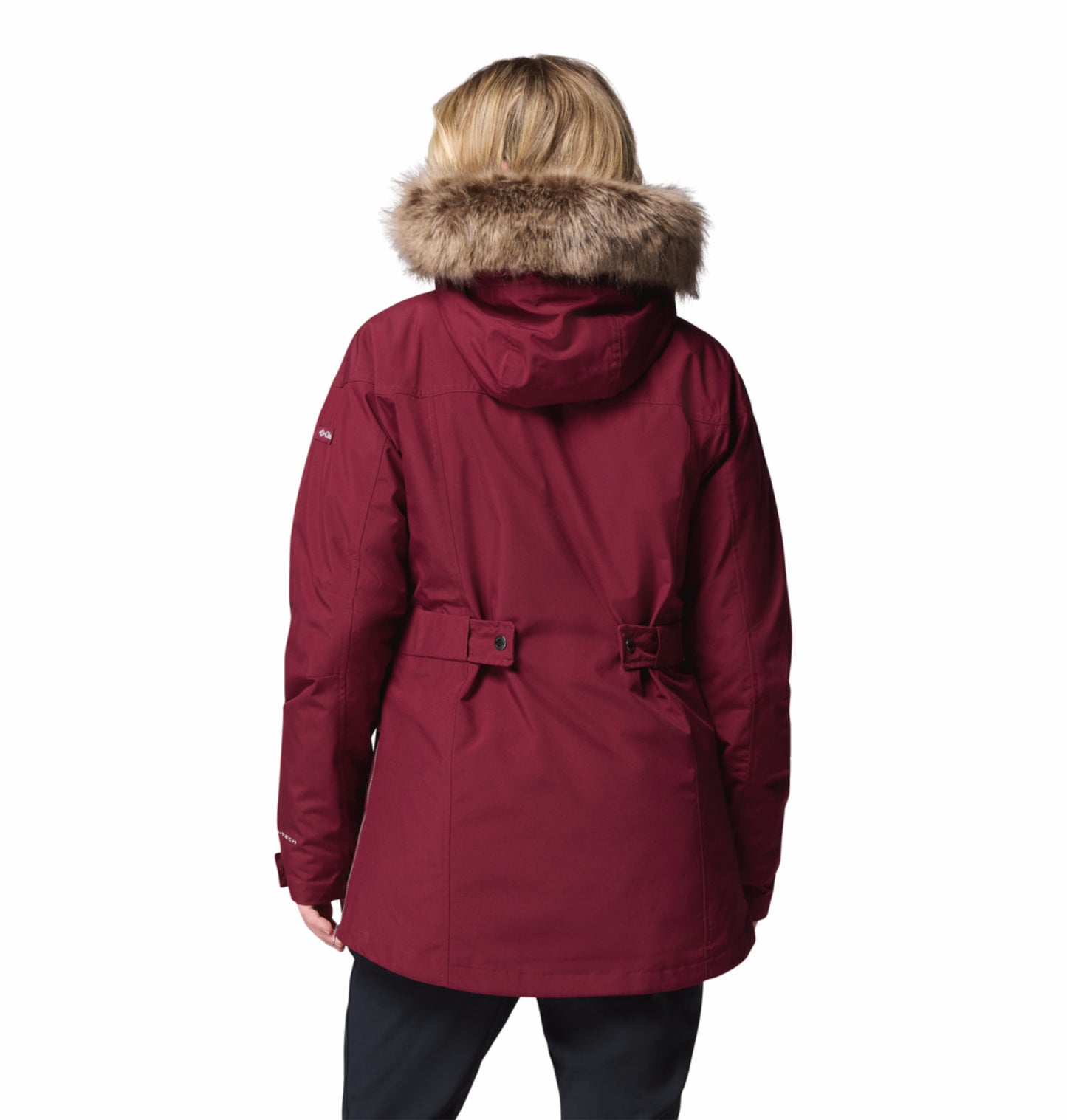 Columbia Women Red Omni-Heat Reflective Suttle Mountain Long Hooded Down Jacket