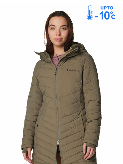 Columbia Women Green Omni-Heat Inifnity Joy Peak II Mid Hooded Down Jacket