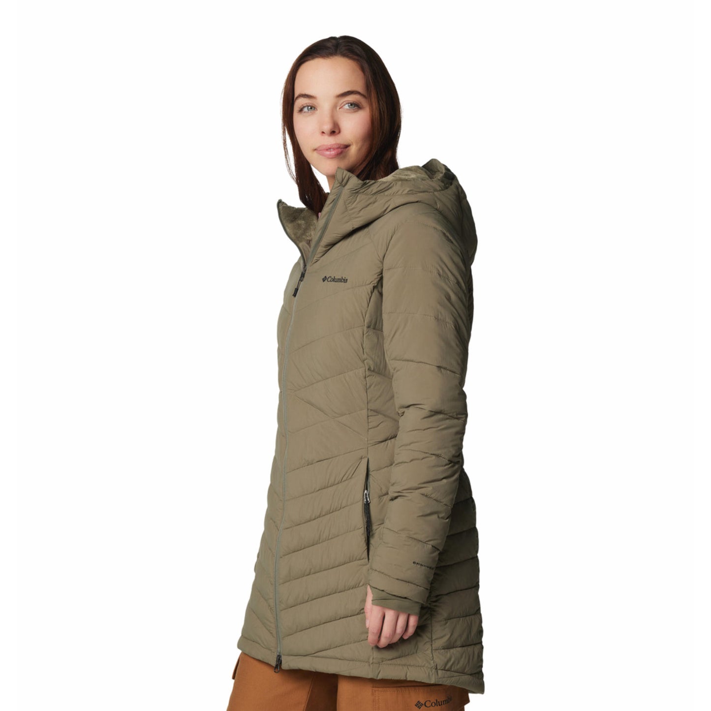 Columbia Women Green Omni-Heat Inifnity Joy Peak II Mid Hooded Down Jacket