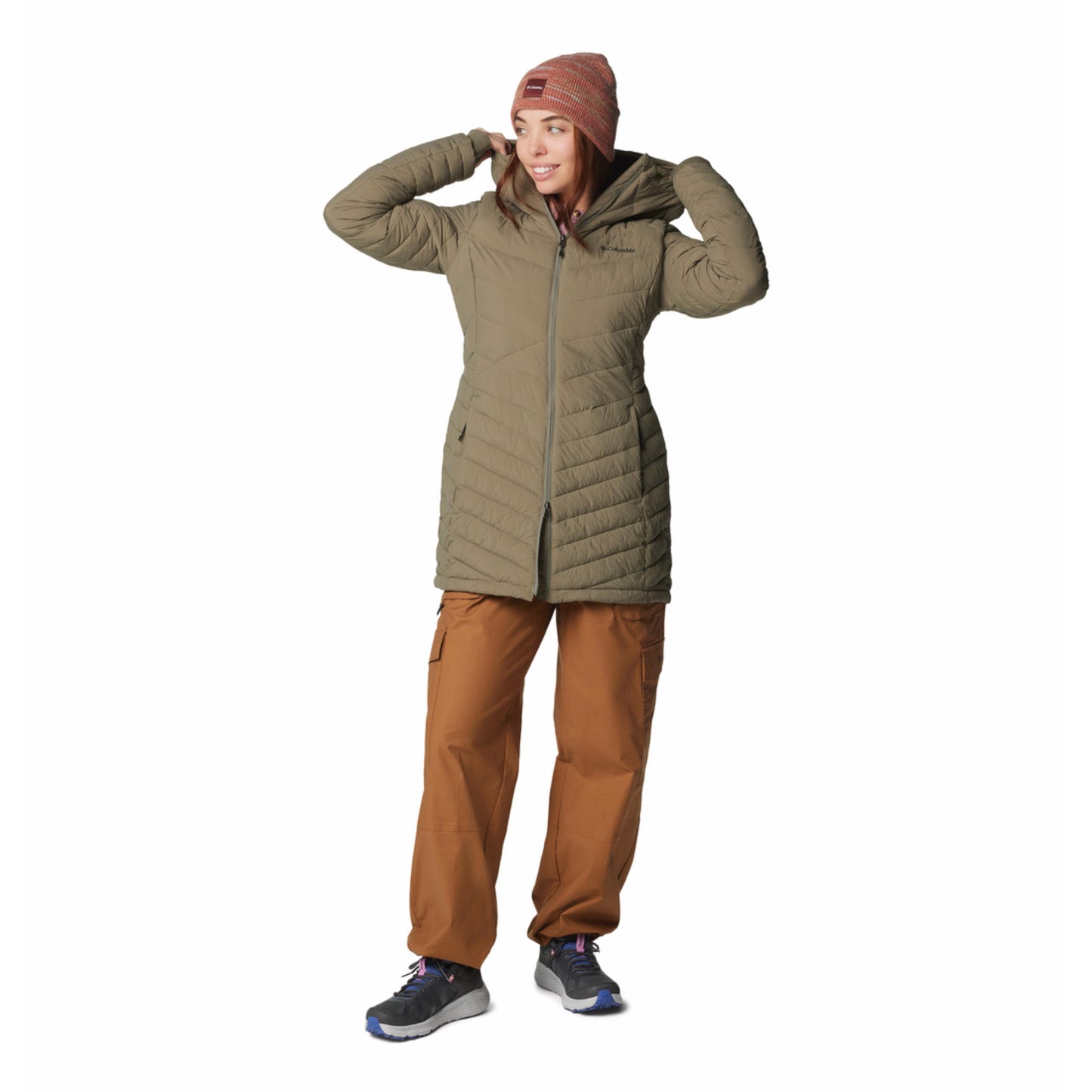 Columbia Women Green Omni-Heat Inifnity Joy Peak II Mid Hooded Down Jacket