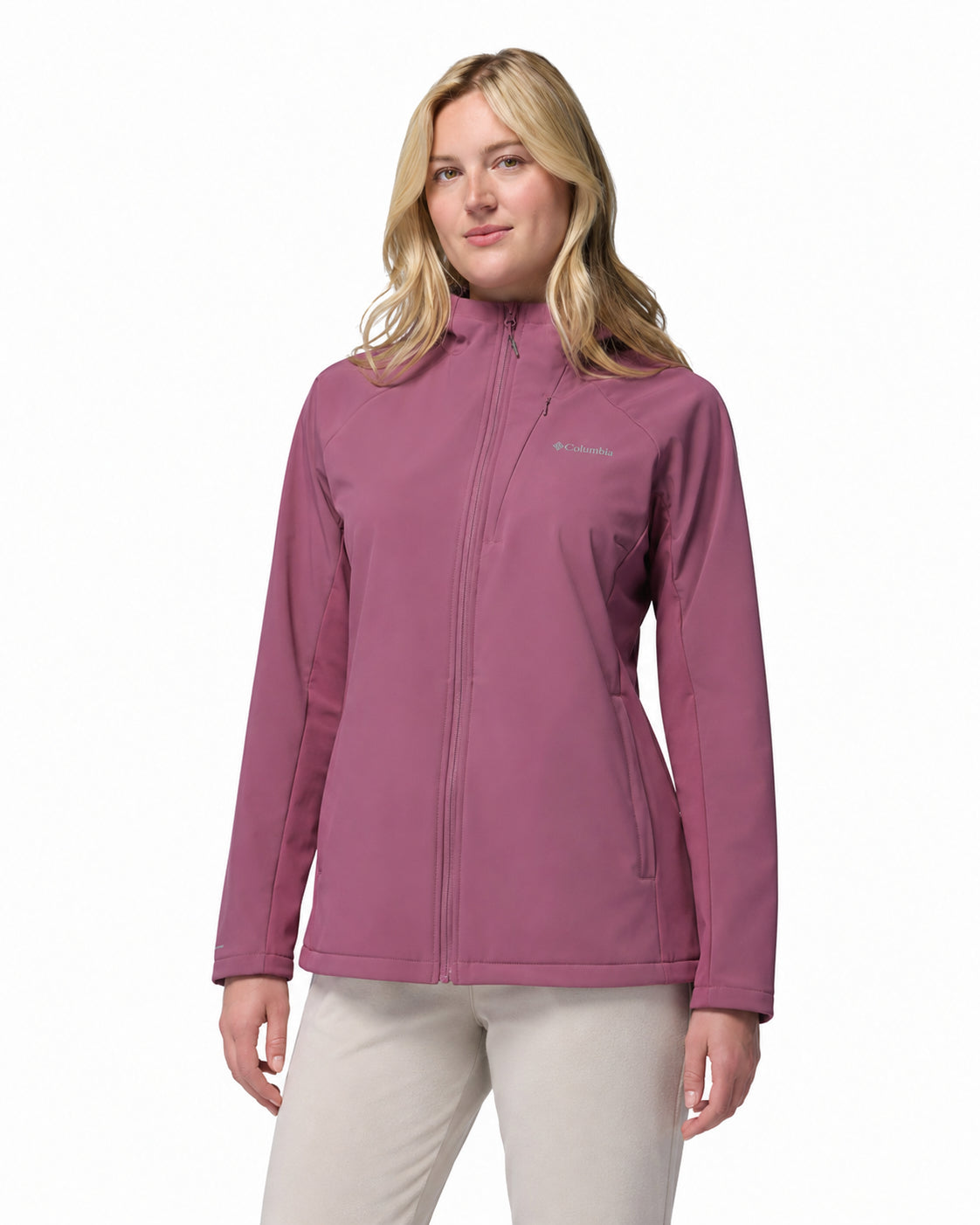 women purple omni shield trailborne soft shell jacket