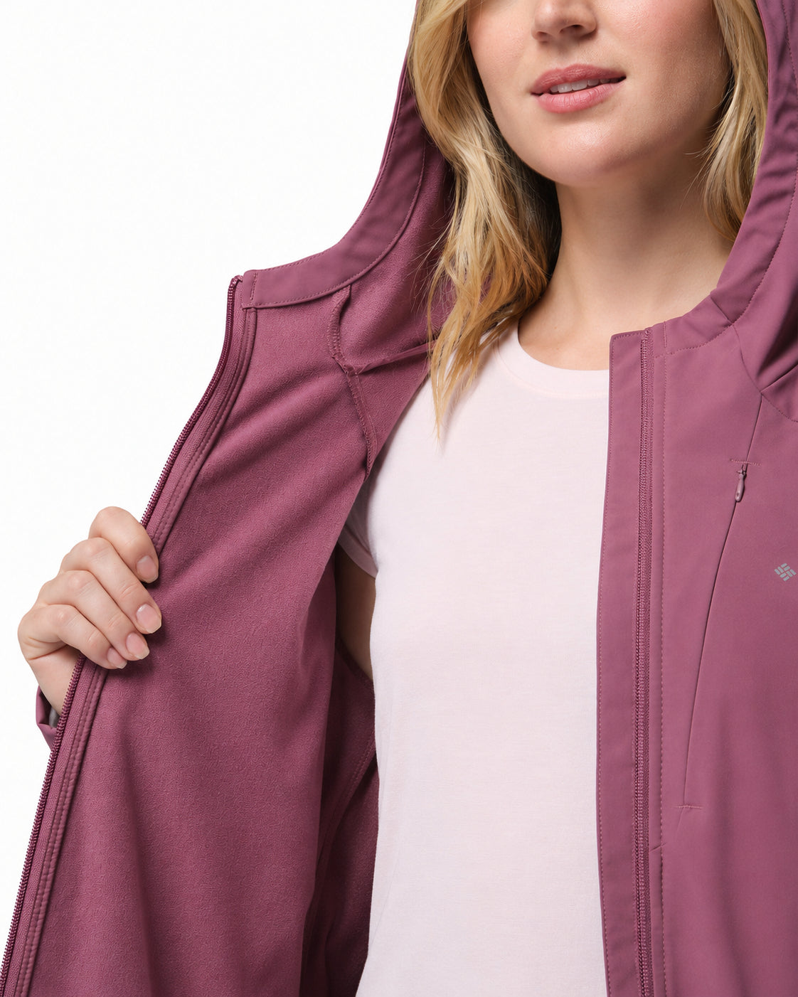 women purple omni shield trailborne soft shell jacket