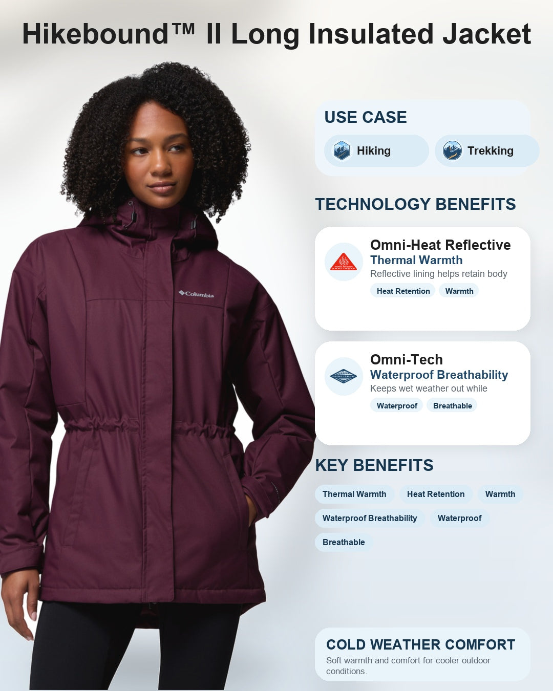 women red omni heat reflective hikebound ii jacket