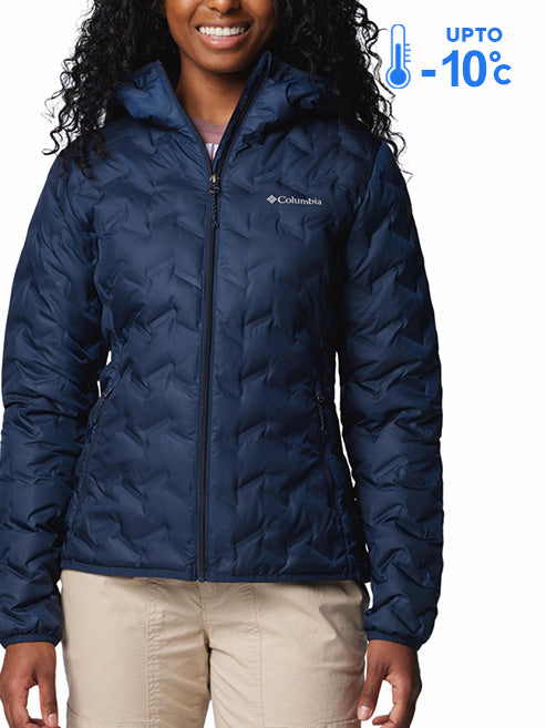 Columbia Women Navy Blue Omni-Heat Reflective Delta Ridge II Hooded Down Jacket