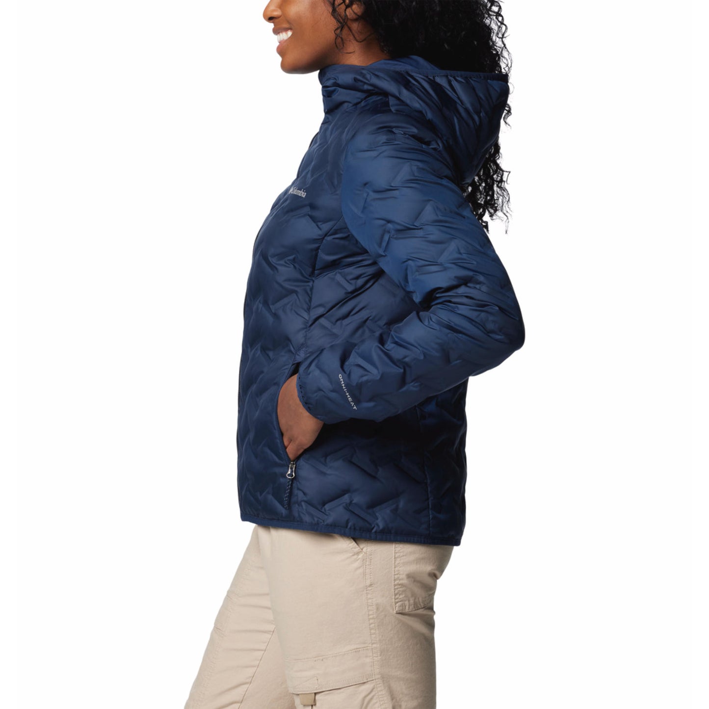 Columbia Women Navy Blue Omni-Heat Reflective Delta Ridge II Hooded Down Jacket
