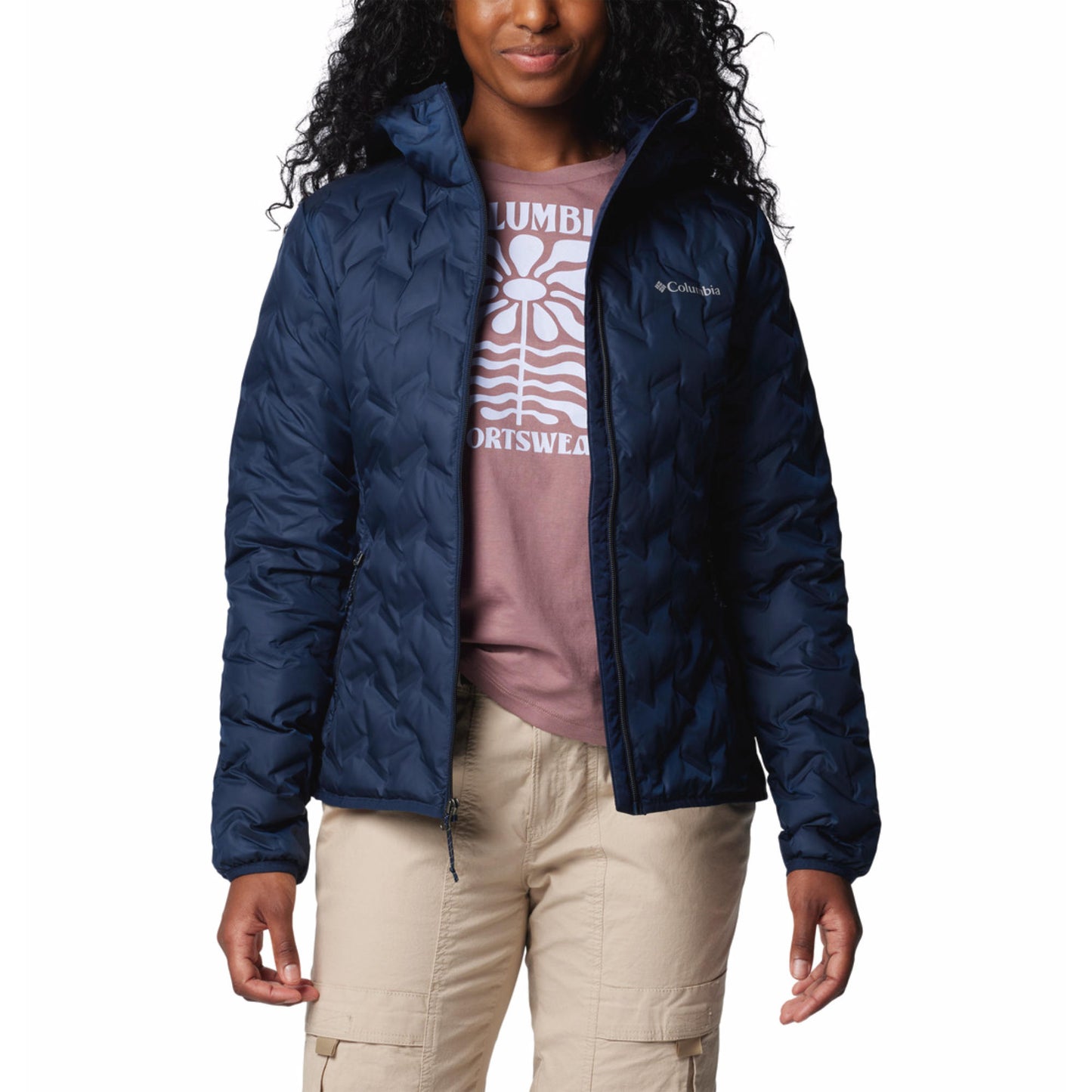 Columbia Women Blue Delta Ridge II Down Hooded Jacket