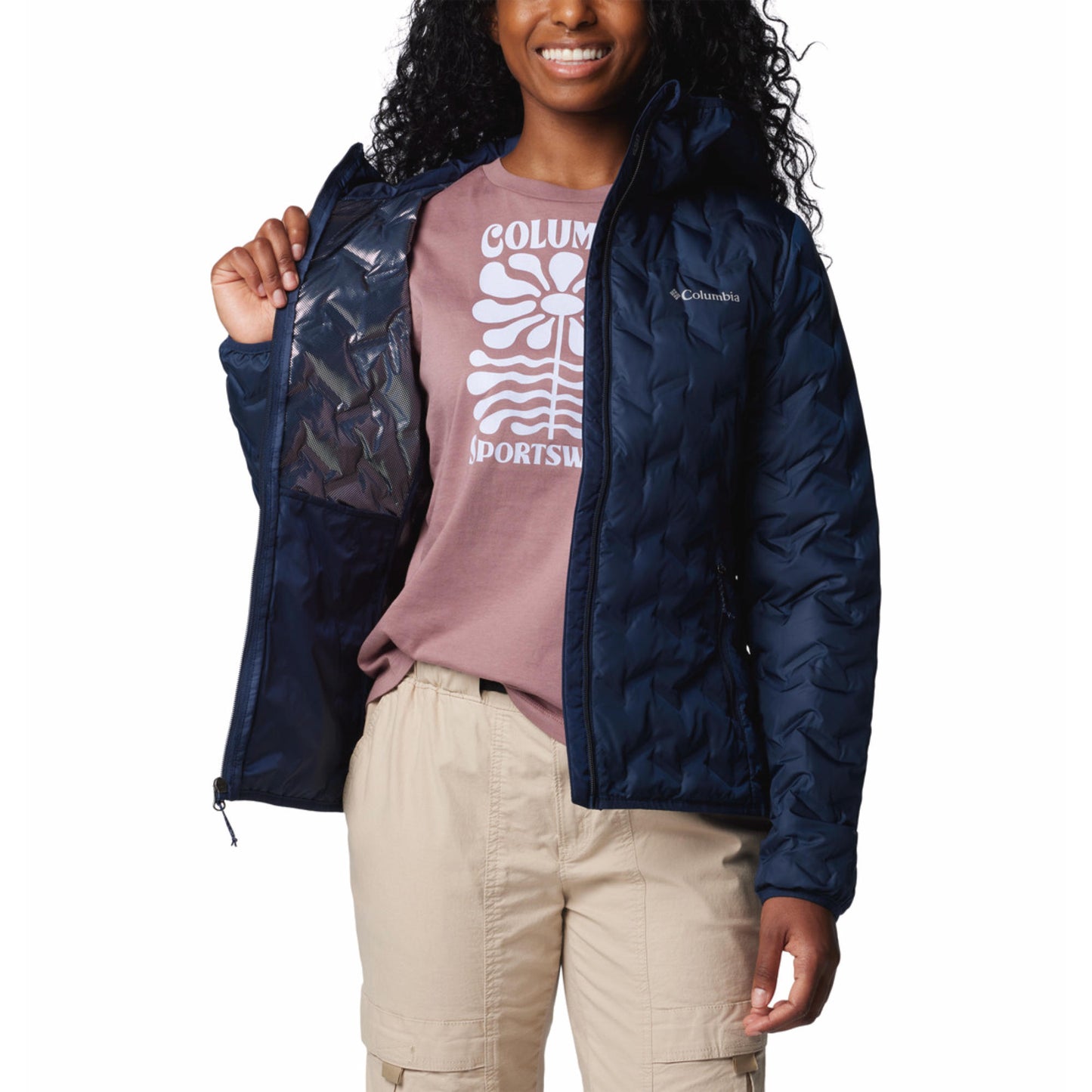 Columbia Women Blue Delta Ridge II Down Hooded Jacket