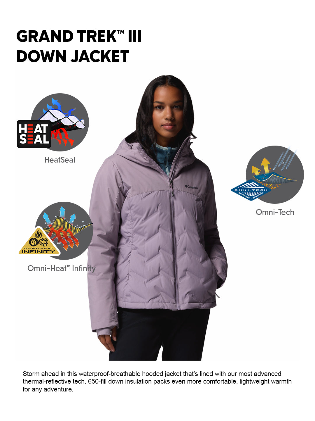 Columbia Women Purple HEAT SEAL Grand Trek III Down Jacket