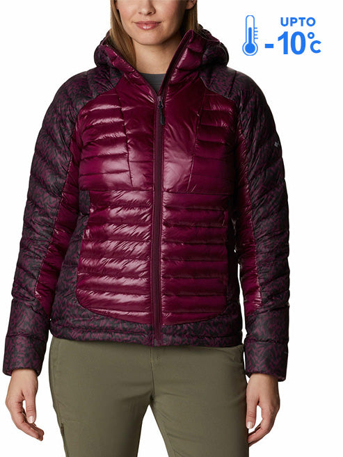 Columbia Women Purple Omni-Heat Inifnity Labyrinth Loop Hooded Down Jacket
