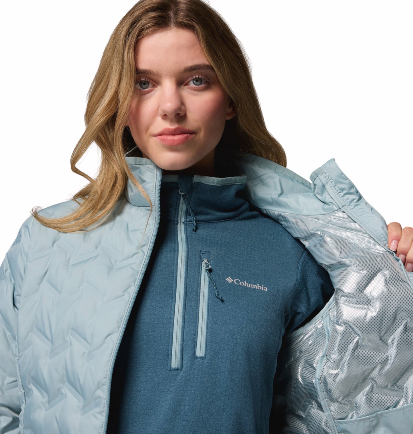 Columbia Women Blue HEAT SEAL Delta Ridge II Down Jacket