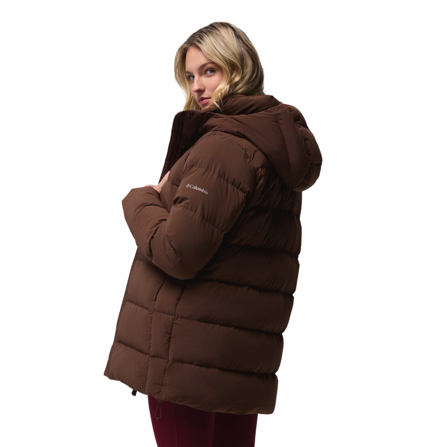 Columbia Women Brown Omni-Shield Amaze Puff Mid Hooded Down Jacket