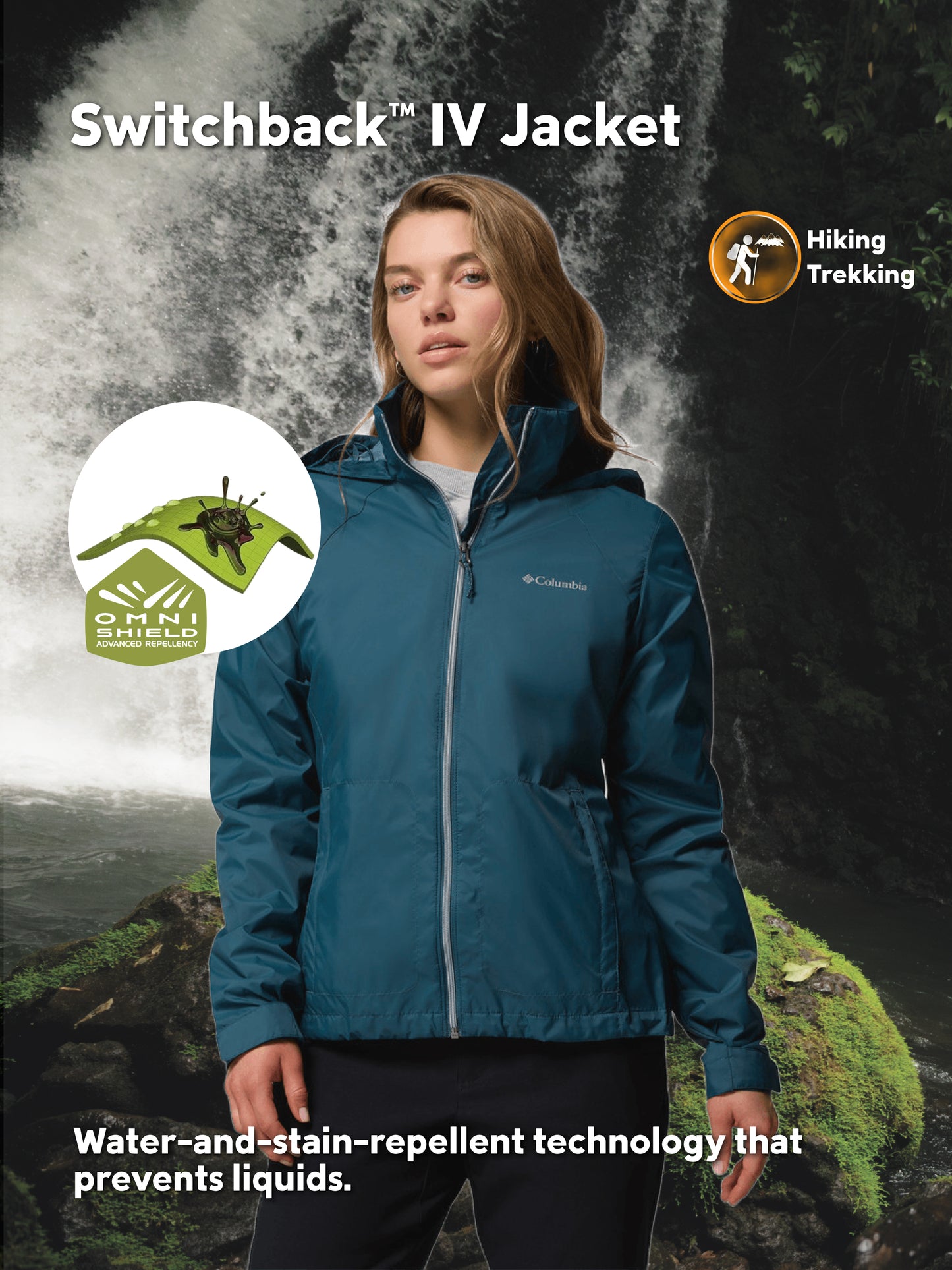 Columbia Women Blue Omni-Shield Switchback IV Rain Jacket