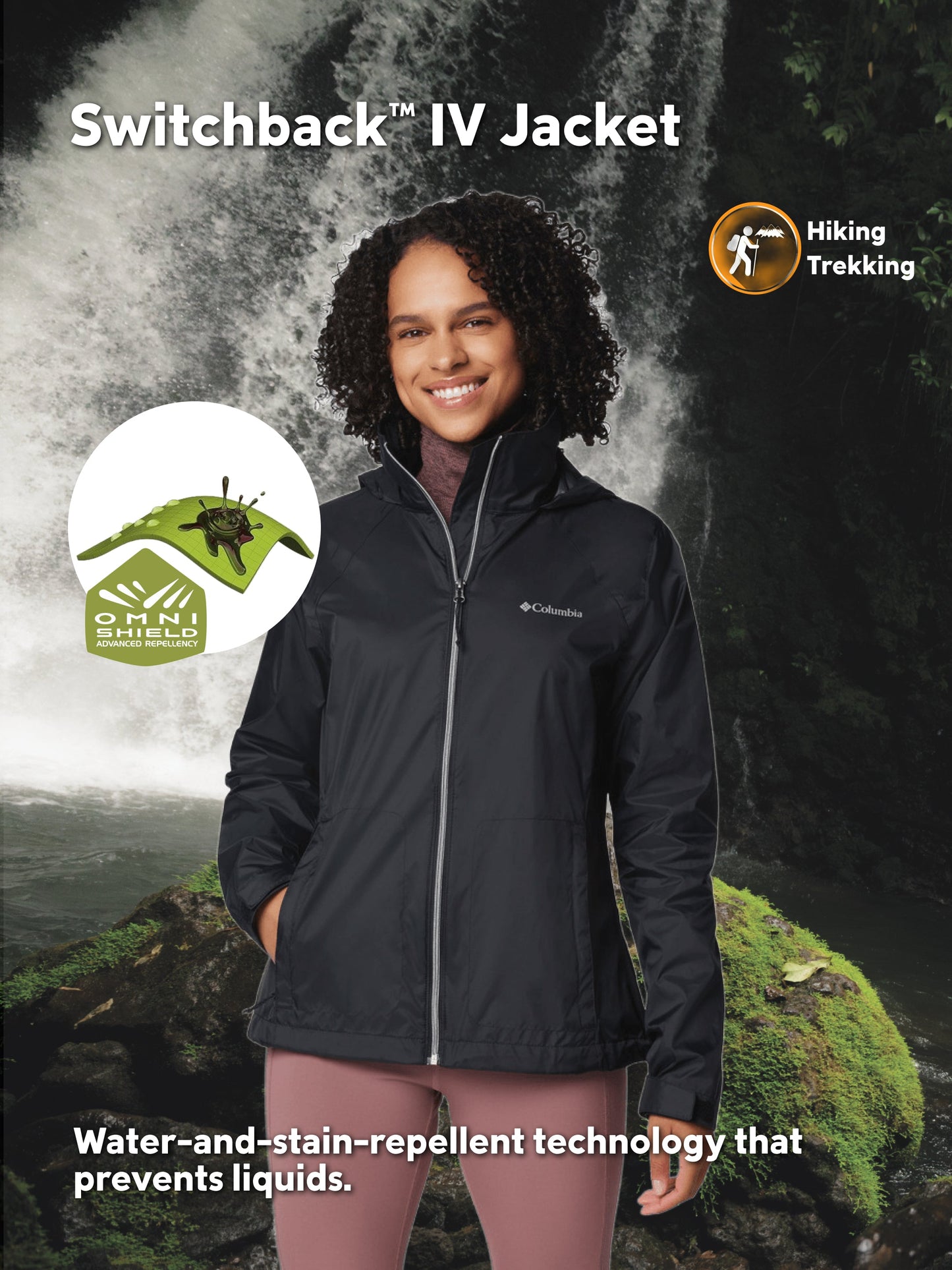 Columbia Women Black Omni-Shield Switchback IV Rain Jacket
