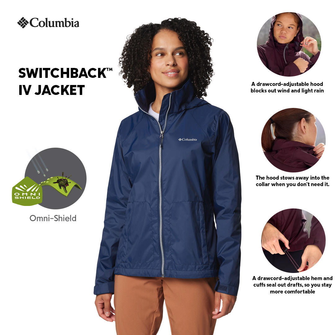Columbia Womens Navy Blue Omni-Shield Switchback IV Rain Jacket