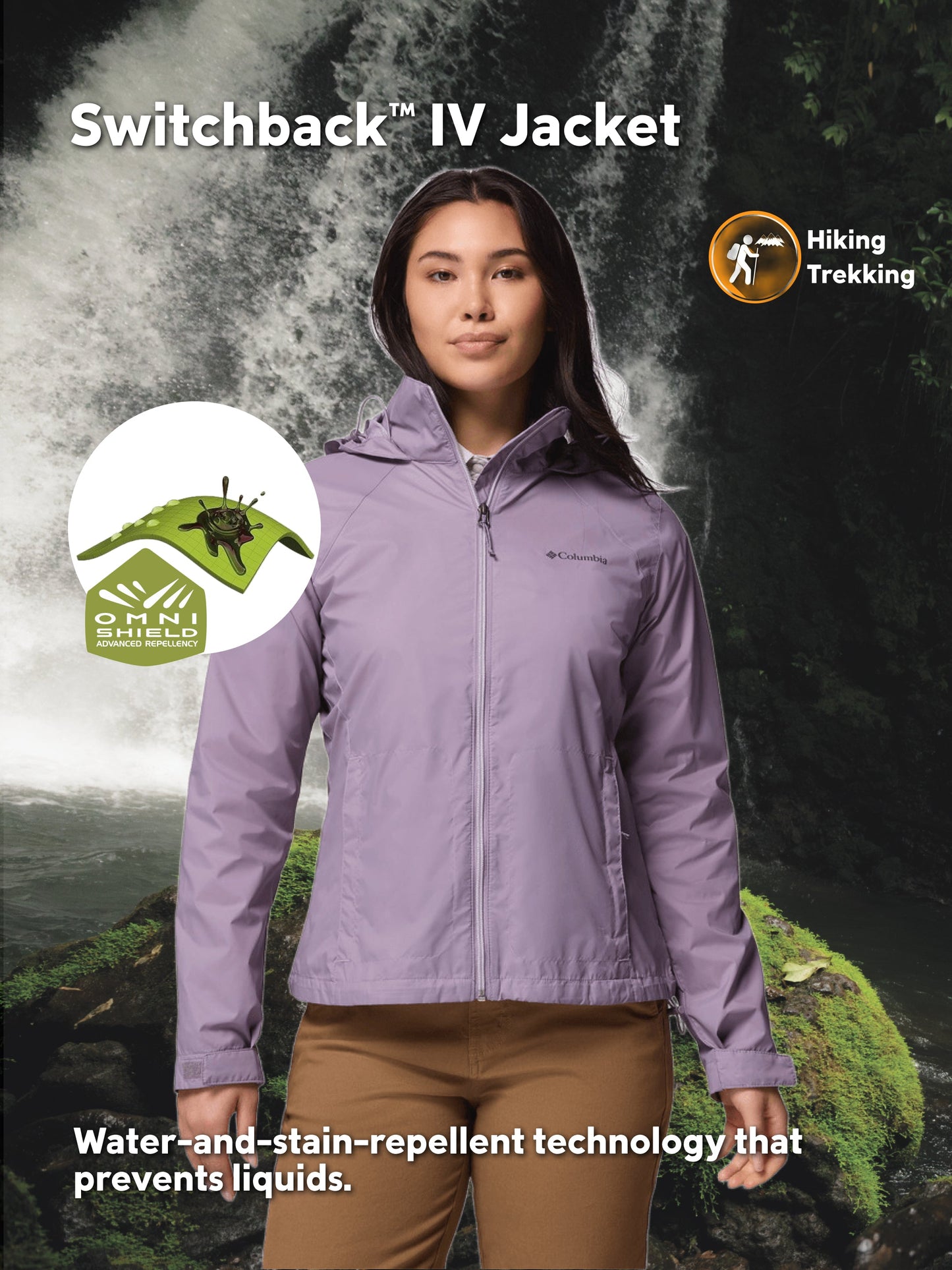 Columbia Women Purple Omni-Shield Switchback IV Rain Jacket