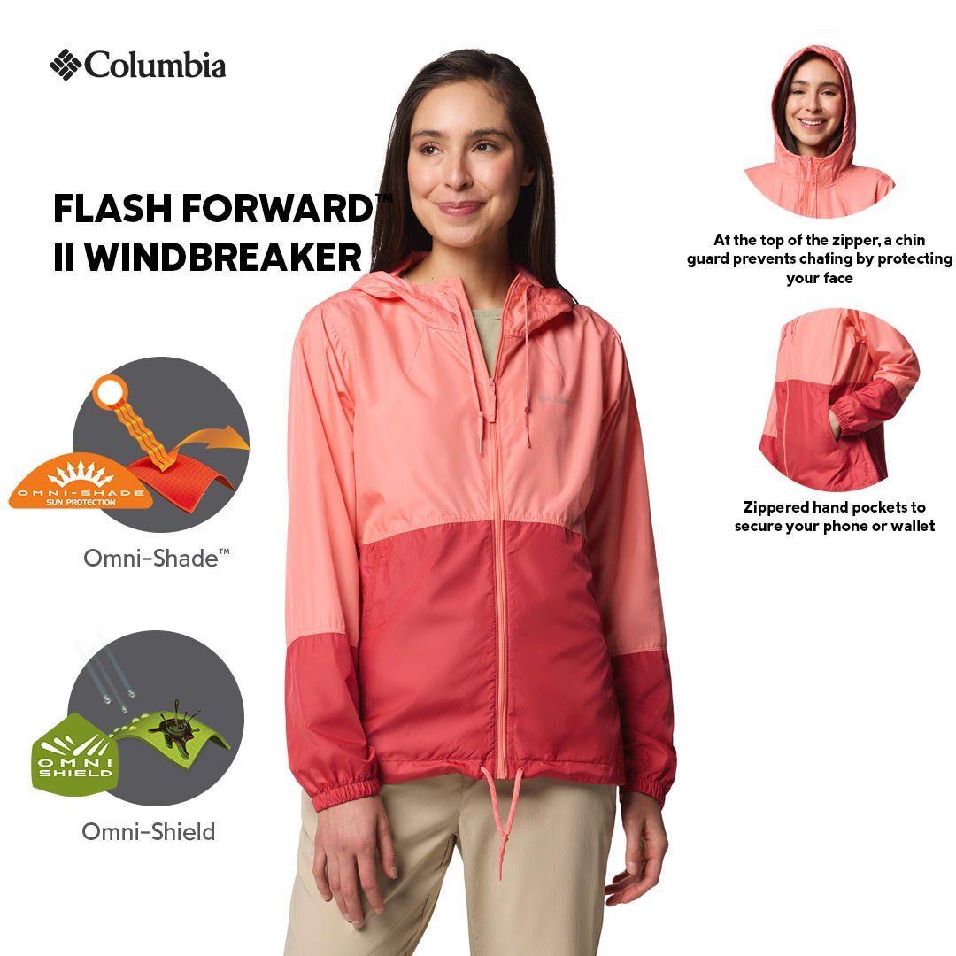 Columbia Womens Red Omni-Shield Flash Forward II Wind and Water Resistant Jacket