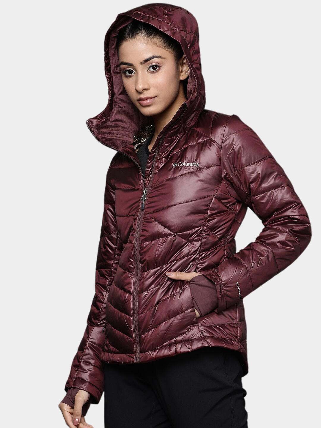Columbia Women Maroon Joy Peak Hooded Jacket