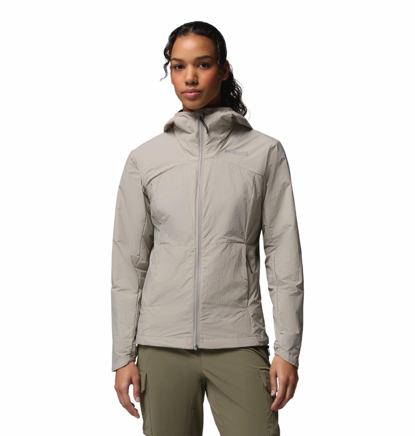 Columbia Women Light Grey Omni-Shade Loop Trail III Windbreaker