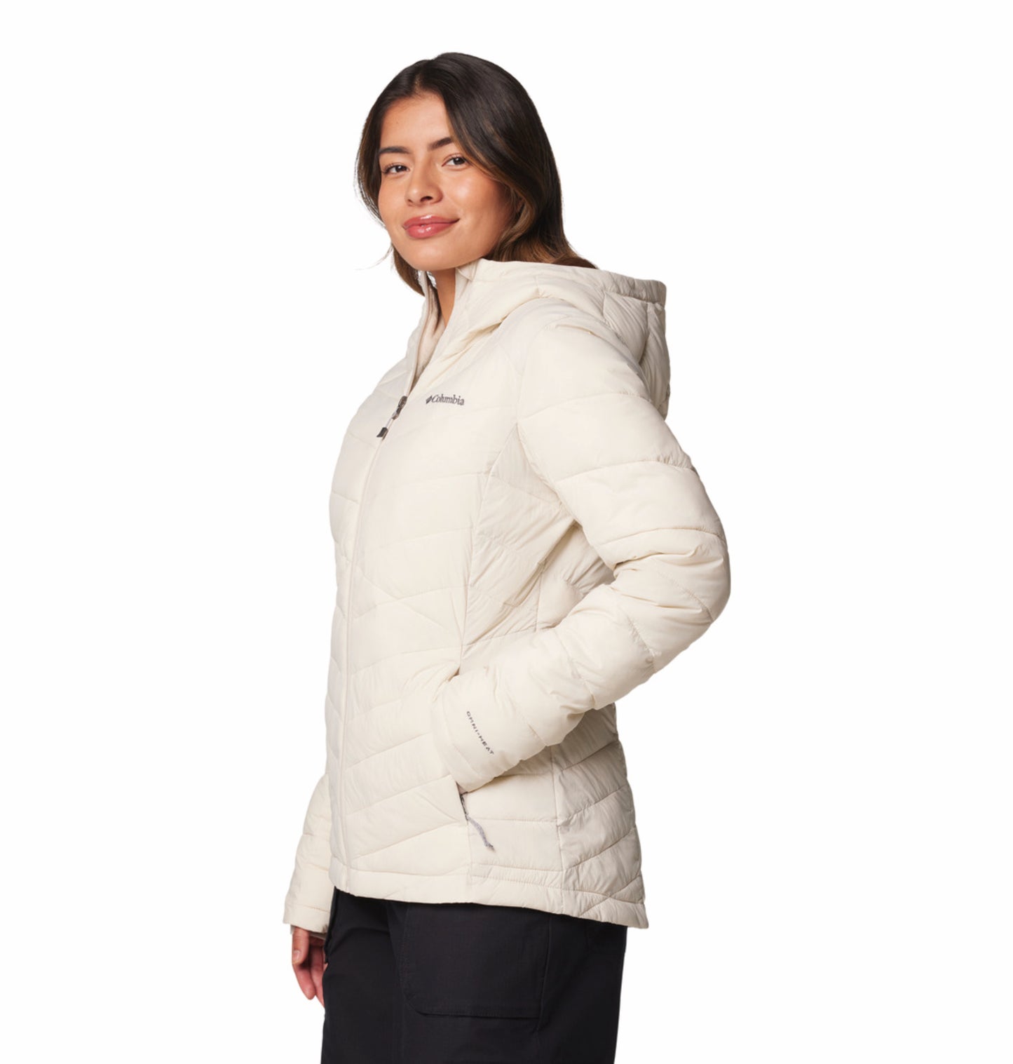 Columbia Women Beige Omni-Heat Inifnity Joy Peak II Hooded Down Jacket