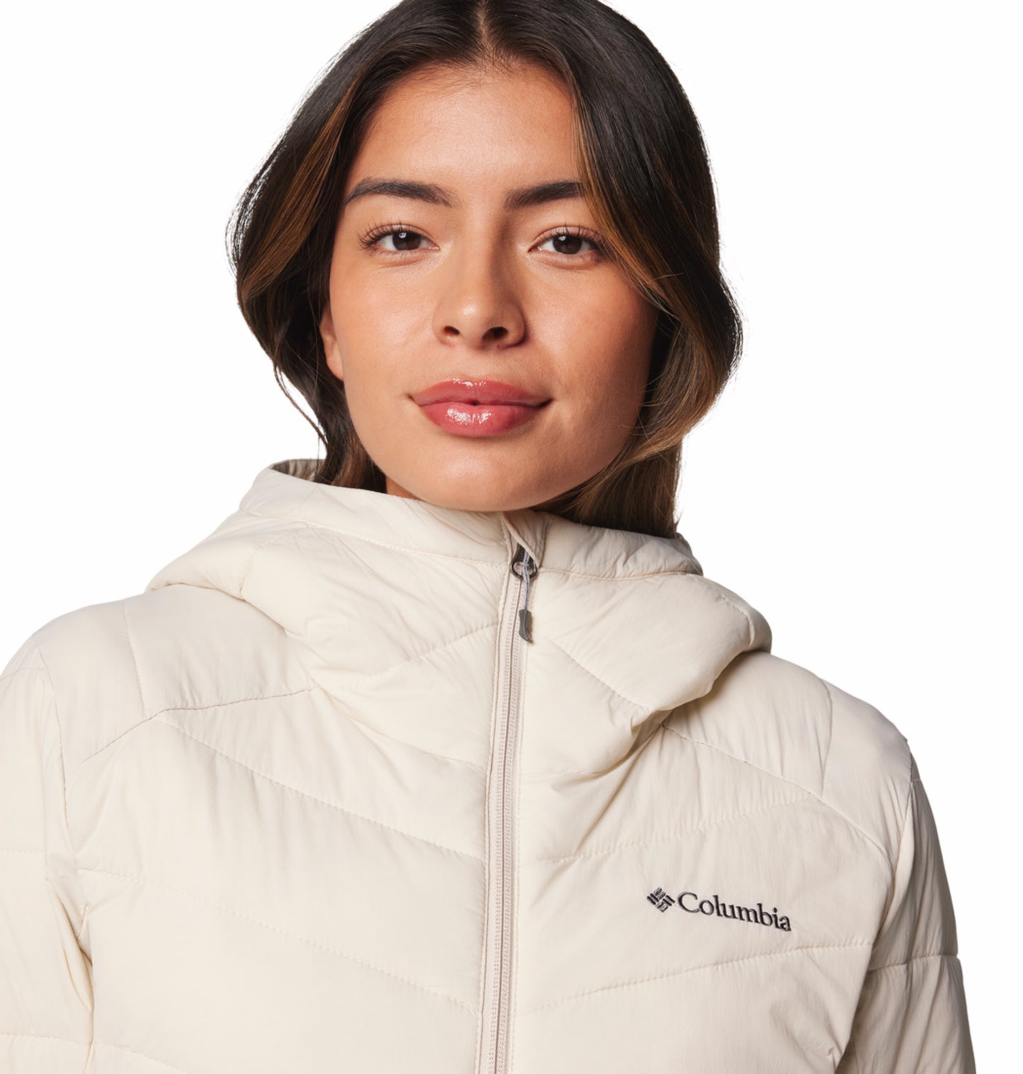 Columbia Women Beige Omni-Heat Inifnity Joy Peak II Hooded Down Jacket