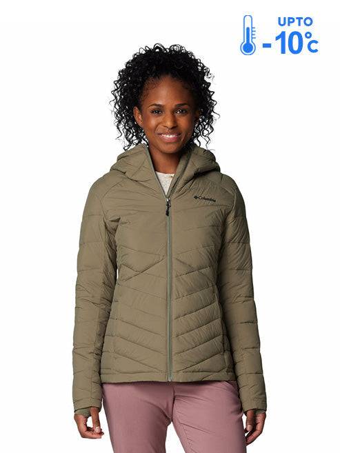 Columbia Women Green Omni-Heat Inifnity Joy Peak II Hooded Down Jacket