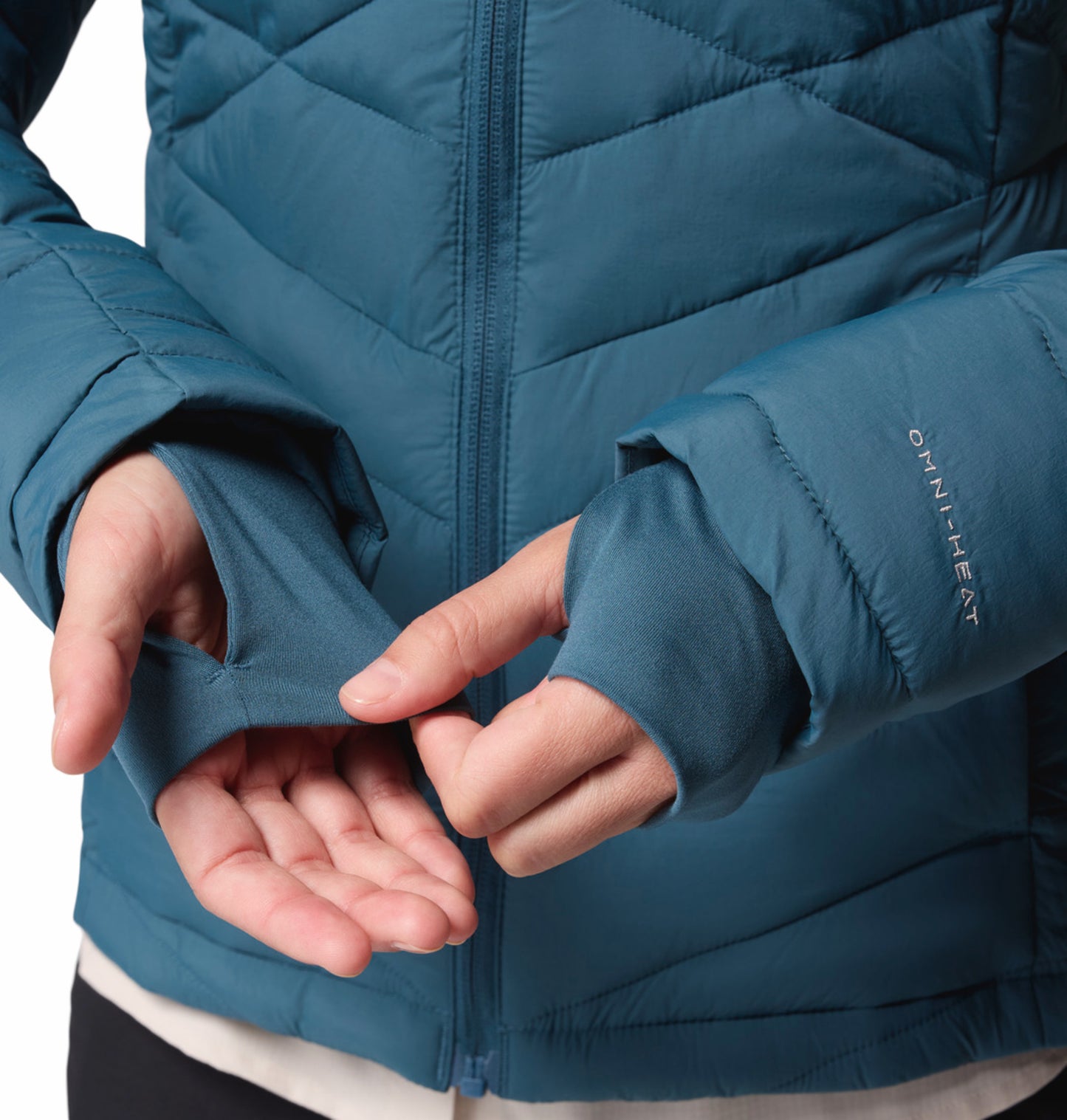Columbia Women Blue Omni-Heat Inifnity Joy Peak II Hooded Down Jacket