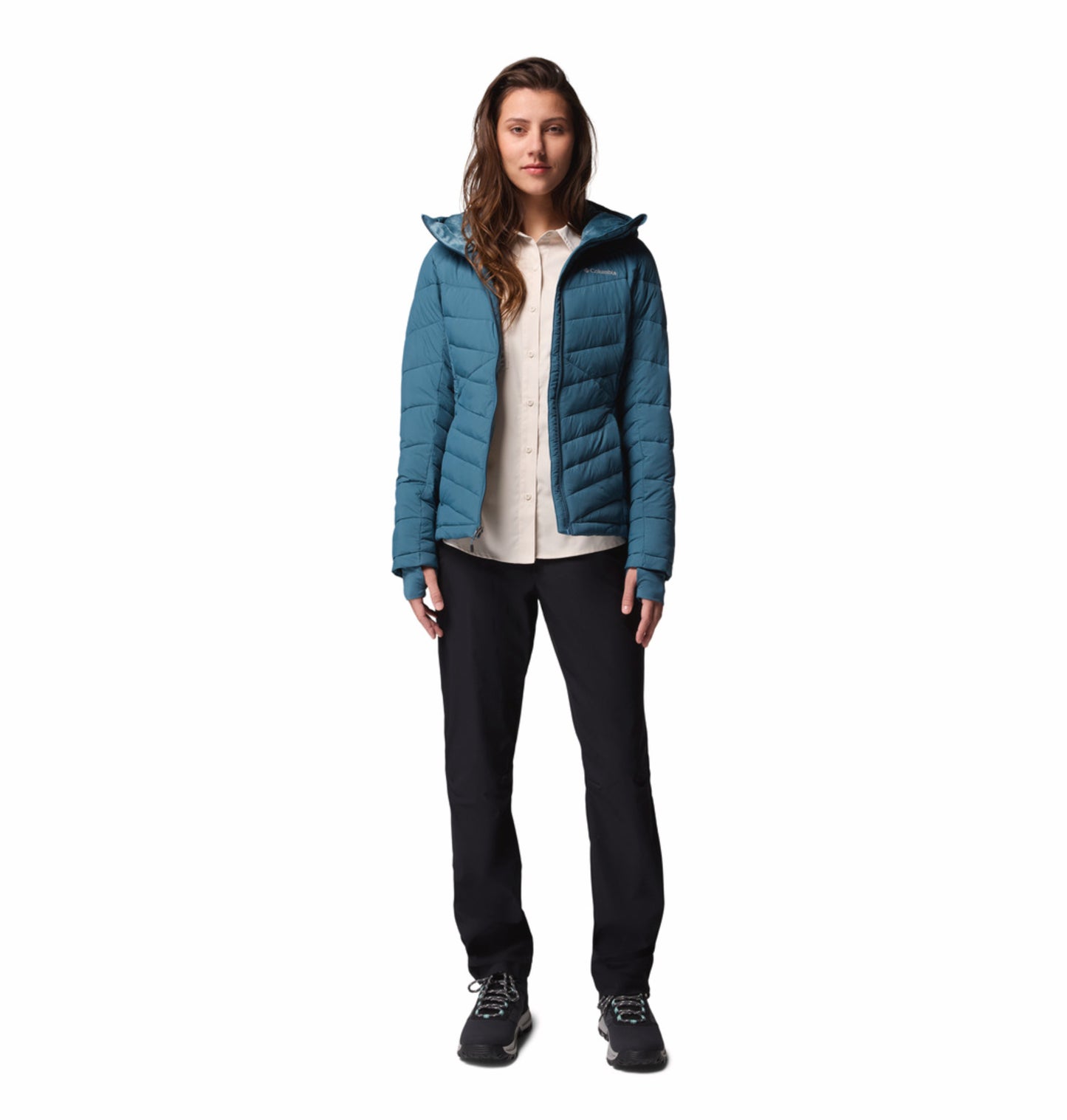 Columbia Women Blue Omni-Heat Inifnity Joy Peak II Hooded Down Jacket